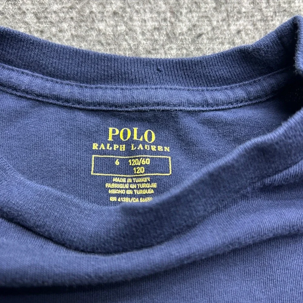 Polo Ralph‎ Lauren Bear Short Sleeve Shirt Boys 6 Blue Kids Youth